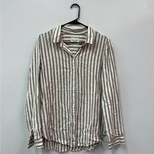 Abercrombie & Fitch Women’s Casual Striped Shirt - Brown and White Size L
